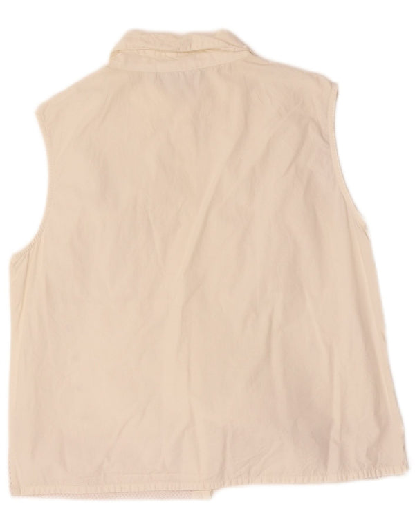 VINTAGE Mujer Utility Gilet IT 44 Algodón Blanco Medio