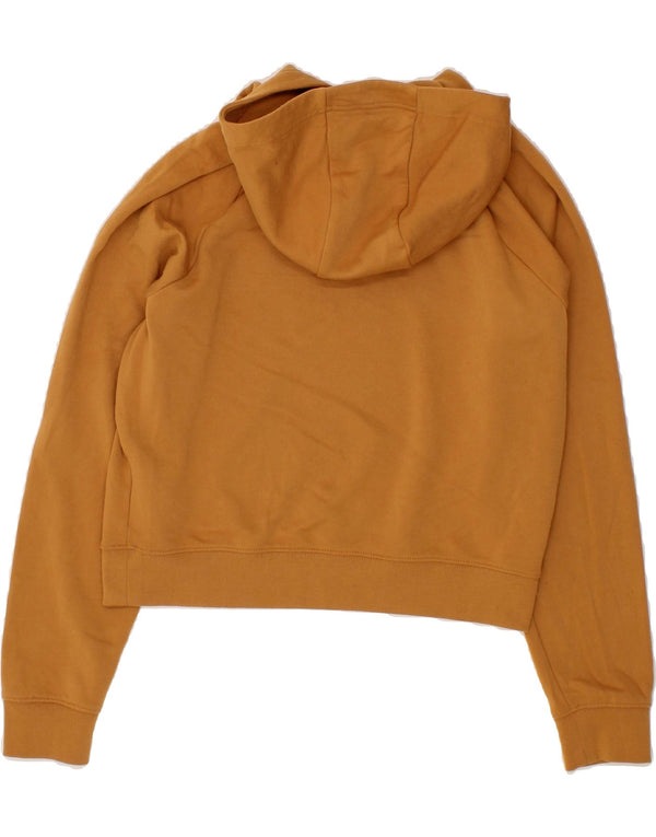 NIKE Womens Swoosh Crop Oversized Hoodie Jumper UK 10 Small Brown Cotton