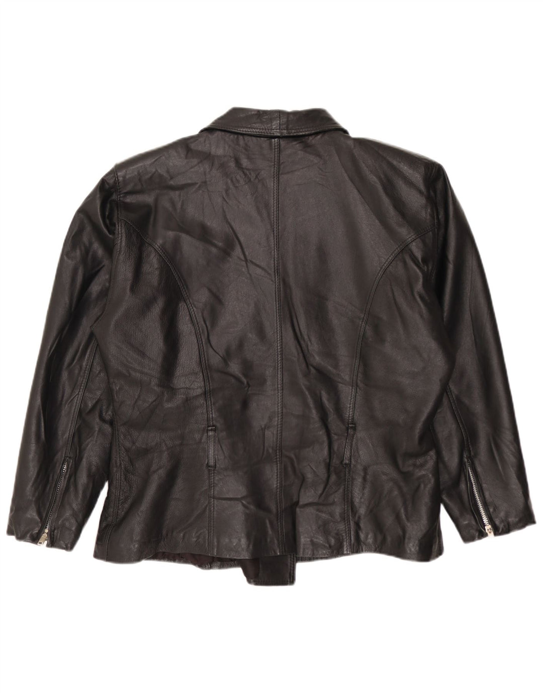 Vintage mujer cuero biker chaqueta Reino Unido 14 medio negro