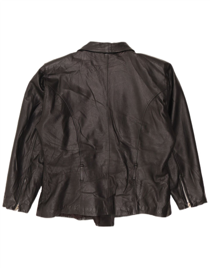 Vintage mujer cuero biker chaqueta Reino Unido 14 medio negro