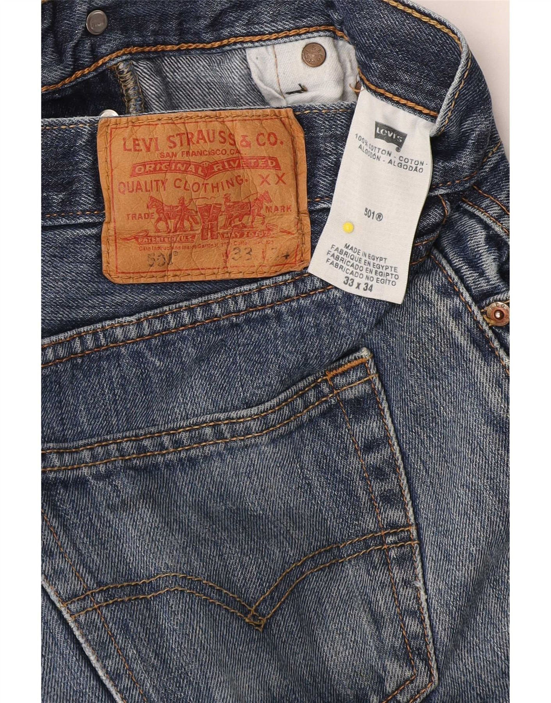 Levi's Hombre 501 Vaqueros Rectos W33 L34 Algodón Azul