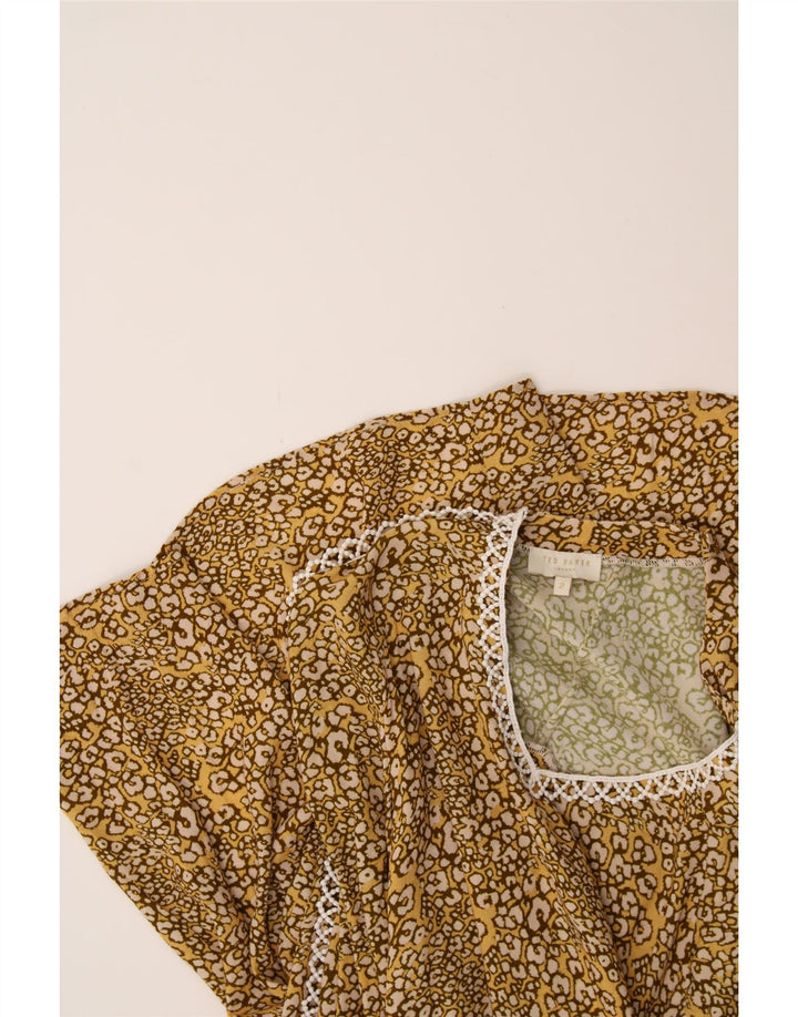 TED BAKER Womens Oversized Maxi Dress Size 2 Small Beige Animal Print Vintage Ted Baker and Second-Hand Ted Baker from Messina Hembry 