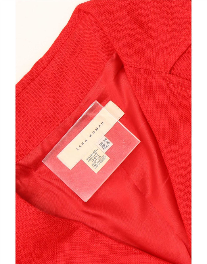 Zara Chaqueta Blazer de Manga 3/4 para Mujer EU 38 Small Rayón Rojo