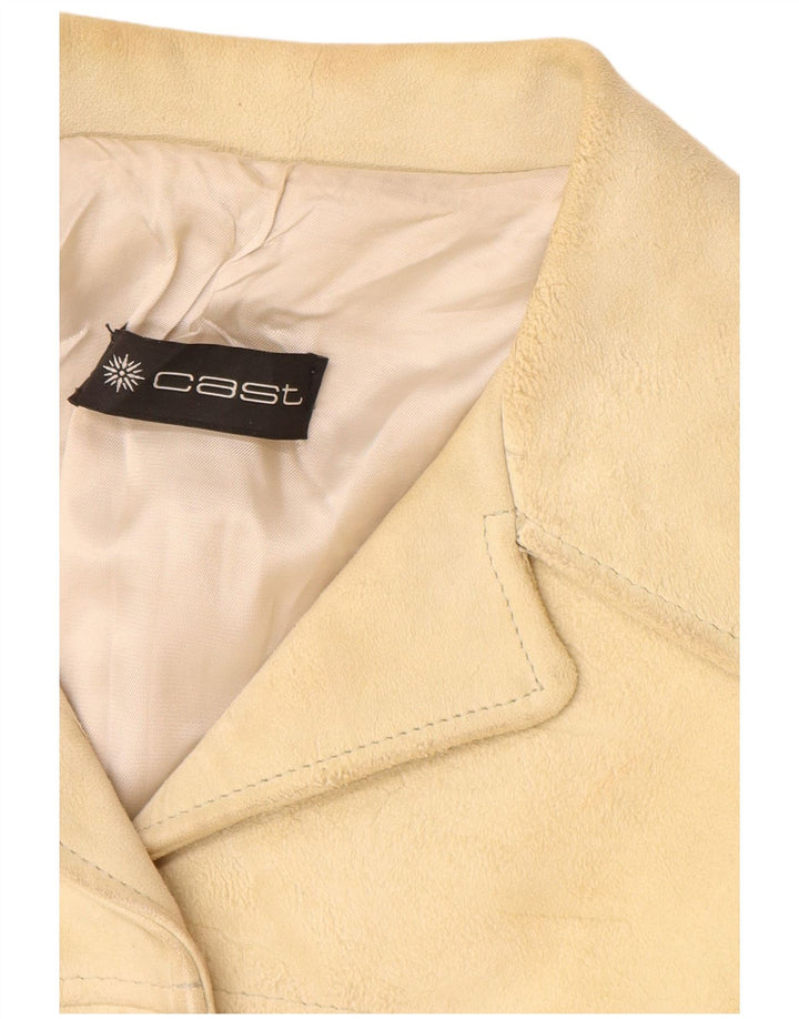 Vintage mujer ante chaqueta Reino Unido 12 cuero beige medio