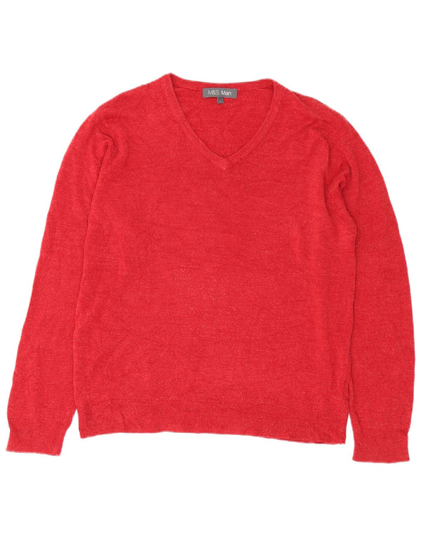 Marks & Spencer Suéter con Cuello en V para Hombre Acrílico Rojo Grande