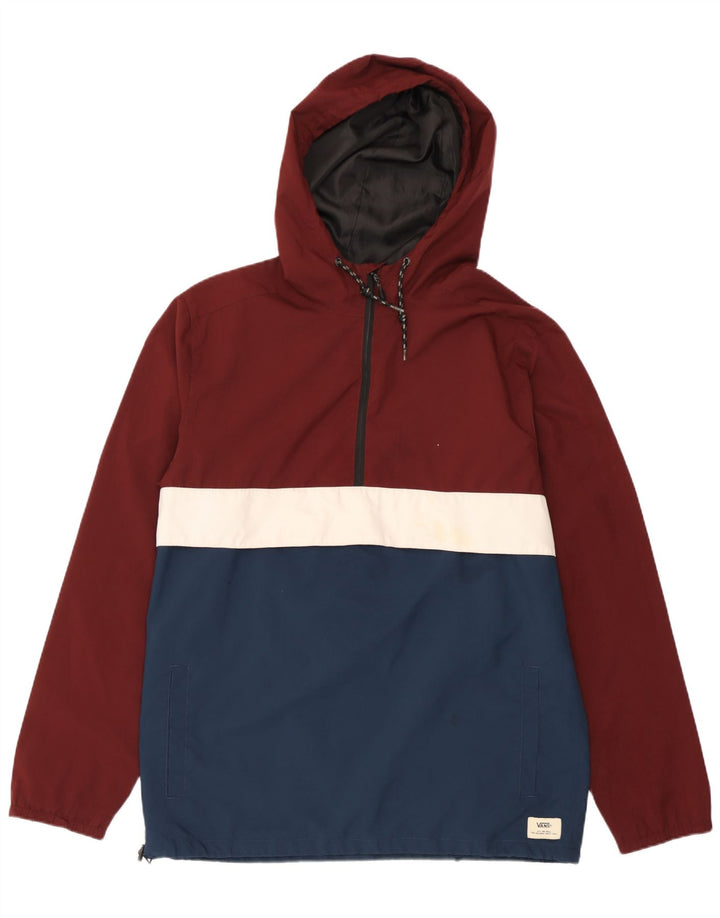 Vans Chaqueta impermeable con capucha para hombre, talla 38, color burdeos mediano