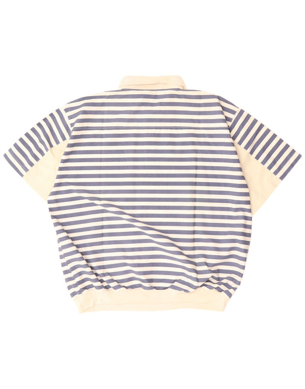 VINTAGE Camisa pullover de manga corta para hombre IT 52/54 Rayas azules grandes