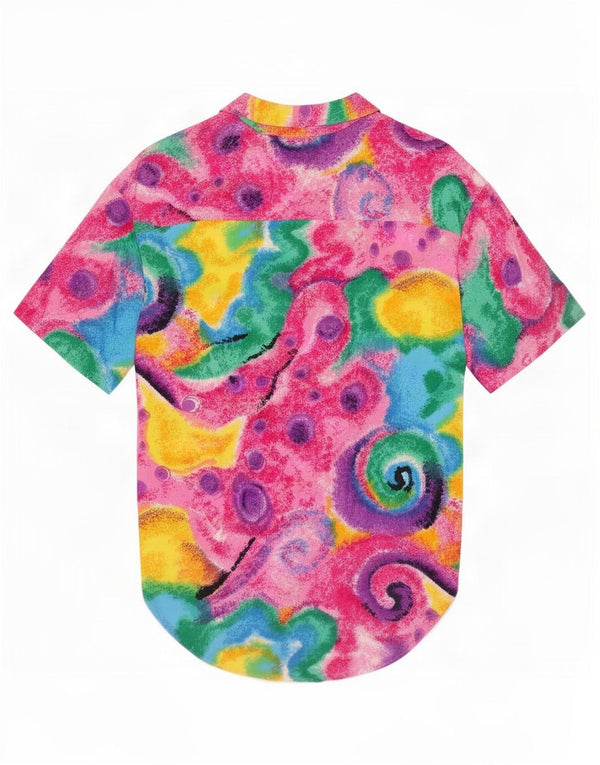 Vintage mujer patrón abstracto camisa blusa Reino Unido 14 medio multicolor