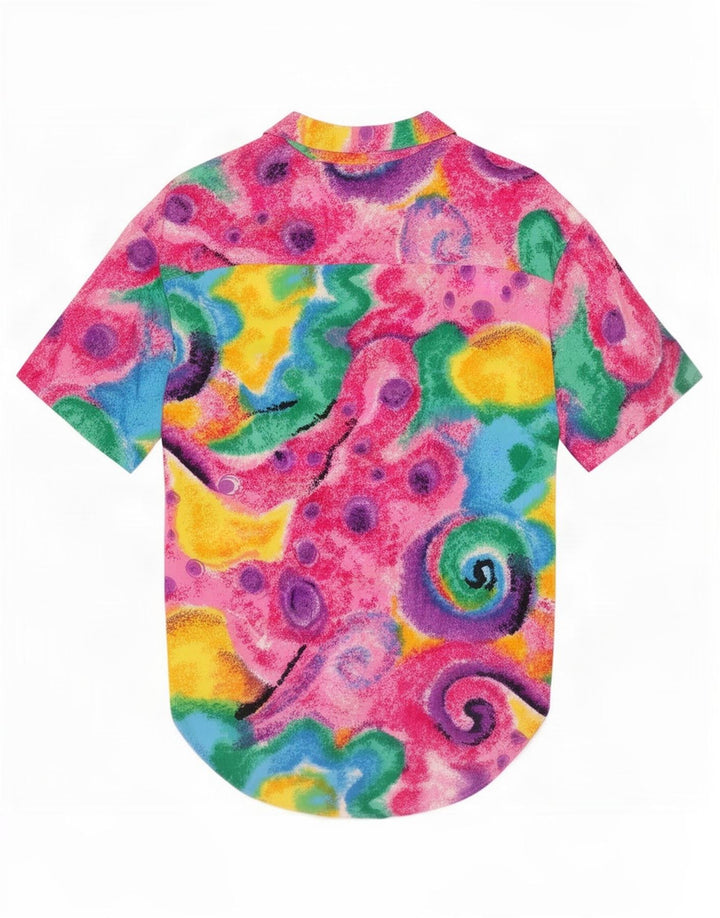 Vintage mujer patrón abstracto camisa blusa Reino Unido 14 medio multicolor