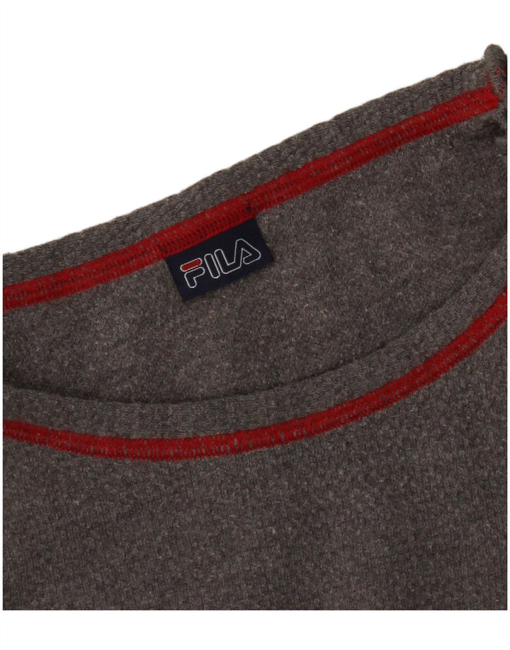 Fila Mujer Crop Graphic Top Manga Larga UK 46 Grande Gris