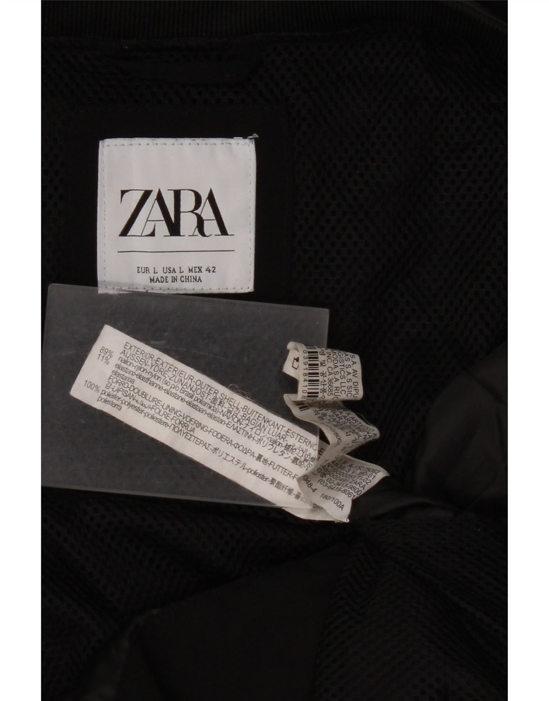 ZARA Chaqueta bomber para hombre UK 40 Large Nylon negro