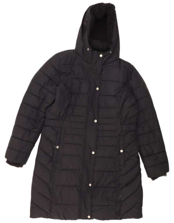 Abrigo acolchado con capucha Hollister para mujer UK 42 XL Poliéster negro