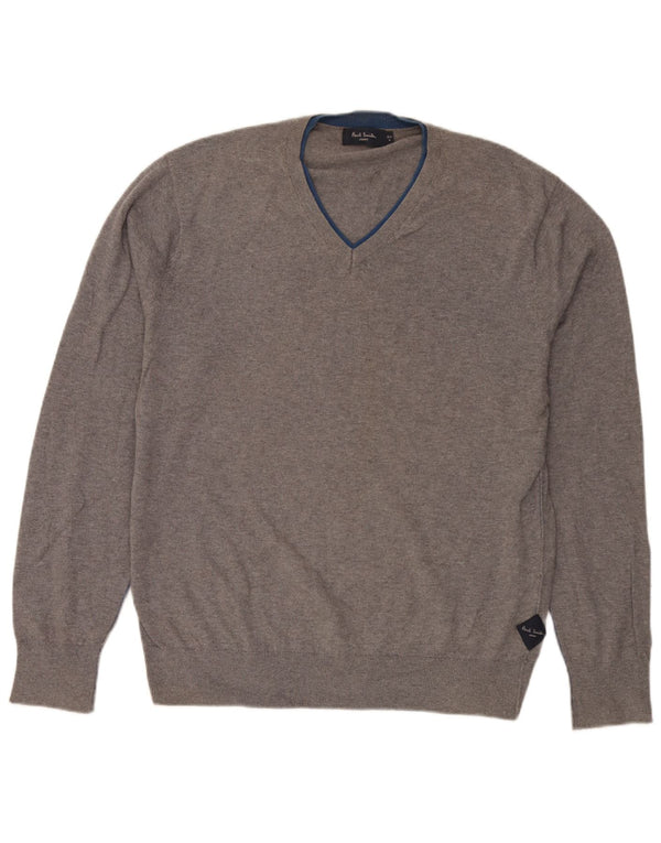 Paul Smith Jersey con cuello en V para hombre XL Algodón gris