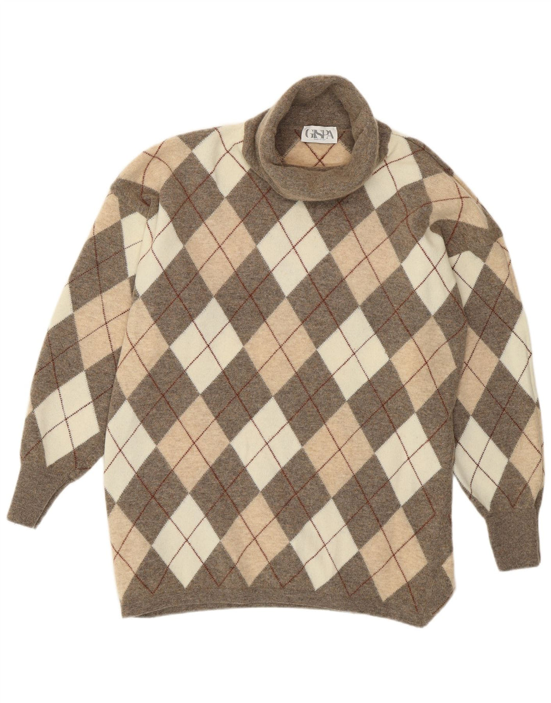 Gispa - Jersey con cuello vuelto para mujer, talla 40, XL, gris Argyle/diamante