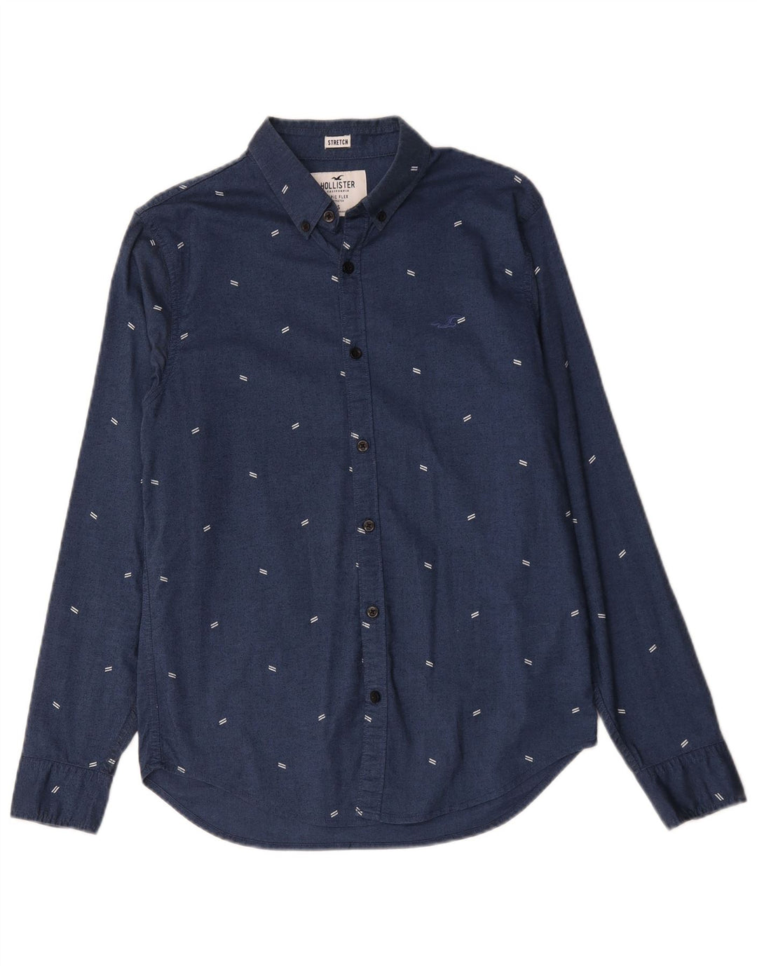 Camisa Hollister Hombre Pequeña Algodón Manchado Azul Marino