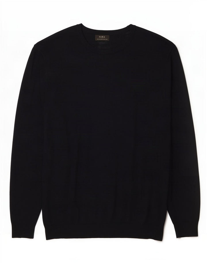 Zara Mens Crew Neck Jumper Sweater Grande Azul Marino