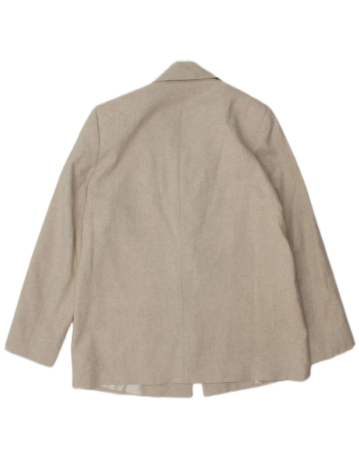 Zara Chaqueta tipo blazer con 1 botón para mujer, Reino Unido 44, Acetato de espiga beige mediano