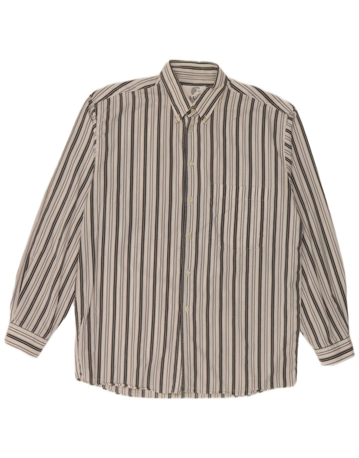 Camisa vintage para hombre grande a rayas blancas