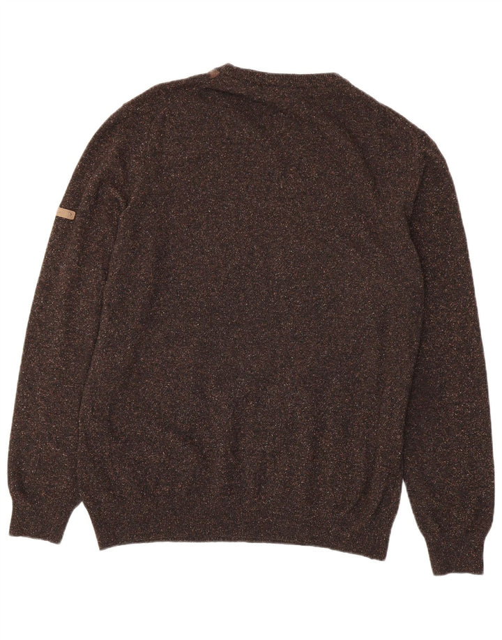 Navigare Jersey De Cuello Redondo Para Hombre Jersey De Lana Marrón Medio Argyle/Diamond