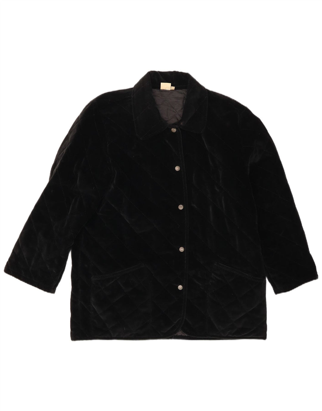 Andrea Mare Chaqueta acolchada extragrande de terciopelo para mujer UK 10 Small Black Cotton