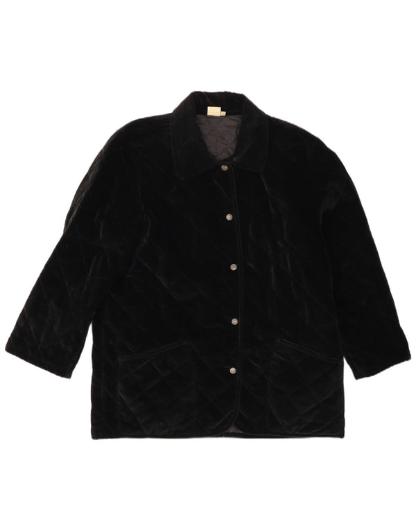 Andrea Mare Chaqueta acolchada extragrande de terciopelo para mujer UK 10 Small Black Cotton