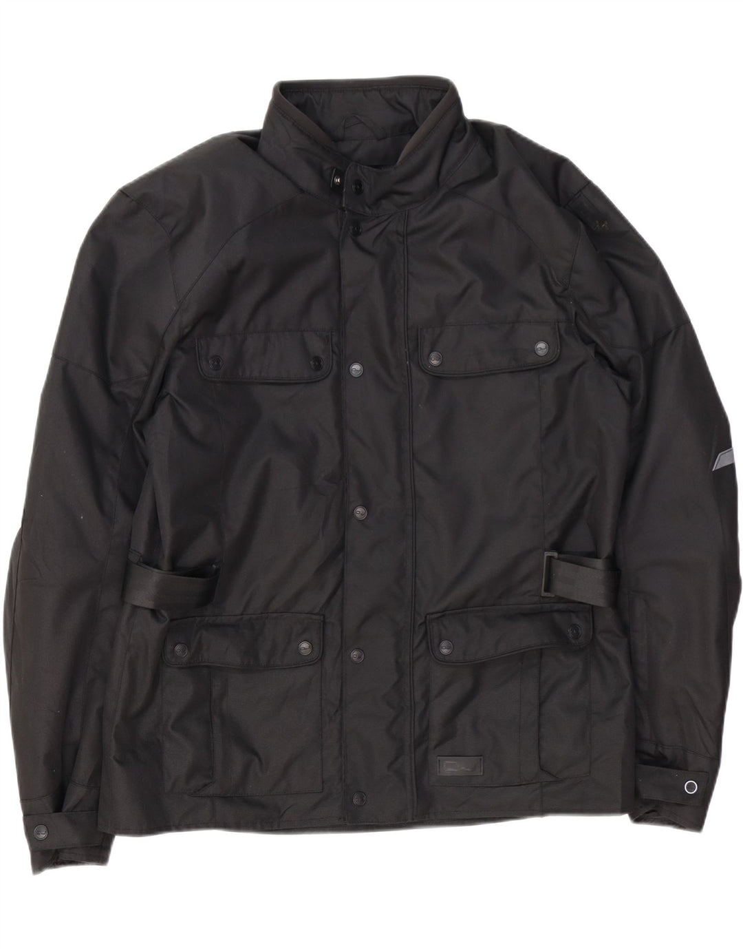 Vintage Hombres Moto Racer Utility Chaqueta Reino Unido 44 2XL Poliéster Negro
