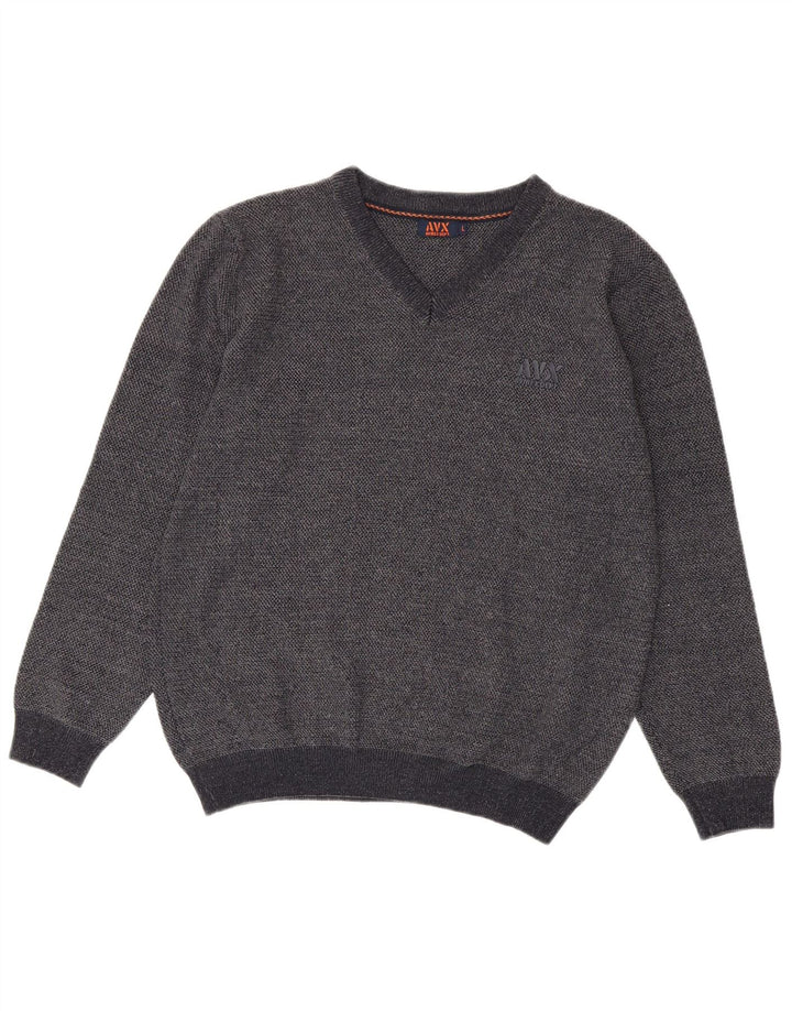 Avirex Jersey con cuello en V para hombre, talla grande, viscosa gris