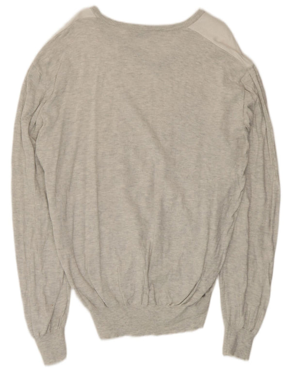 Luigi Bianchi Jersey con cuello en V para hombre Gris medio Argyle/Diamond Cotton