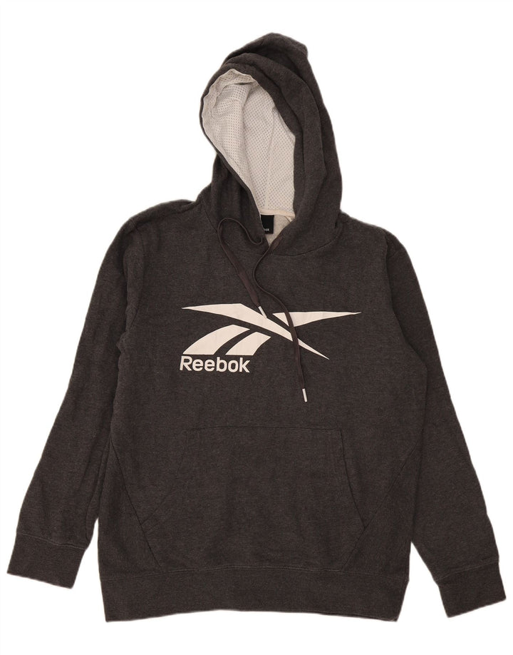 Reebok - Sudadera con capucha para hombre, diseño gráfico, talla pequeña, algodón gris