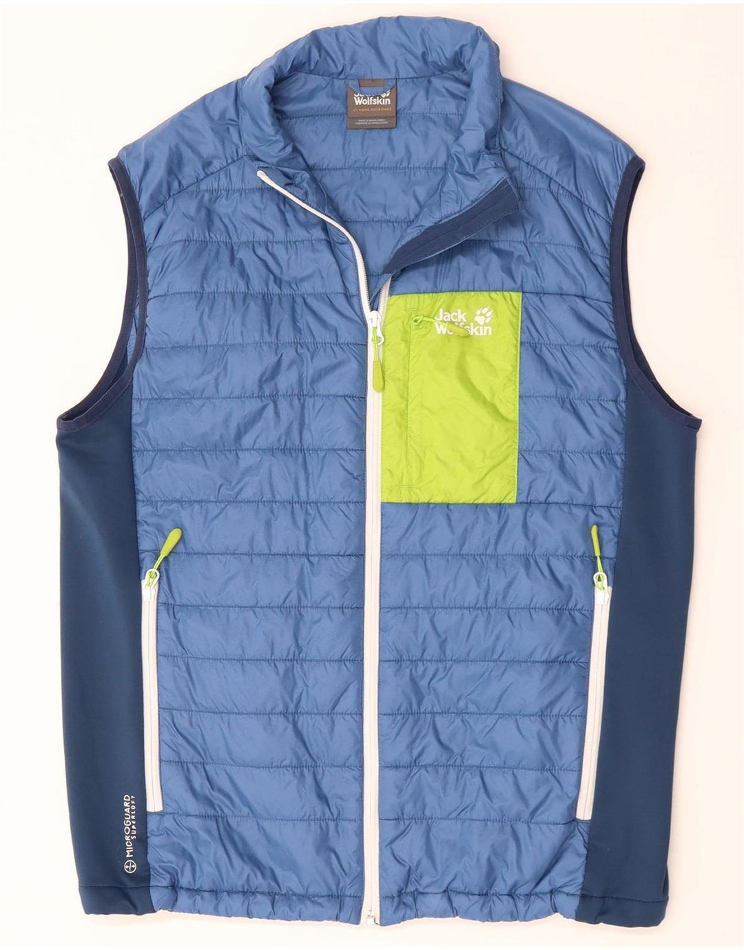 JACK WOLFSKIN Chaleco acolchado para hombre UK 40 Grande Azul Colorblock Poliéster