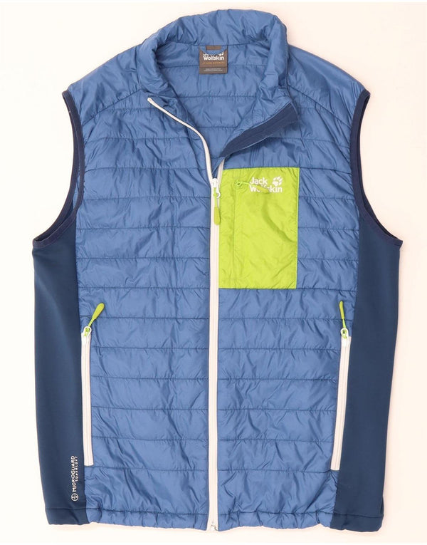 JACK WOLFSKIN Chaleco acolchado para hombre UK 40 Grande Azul Colorblock Poliéster