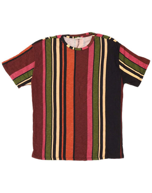 Zara Hombre Camiseta Holgada Top Small Algodón Rayas Multicolor