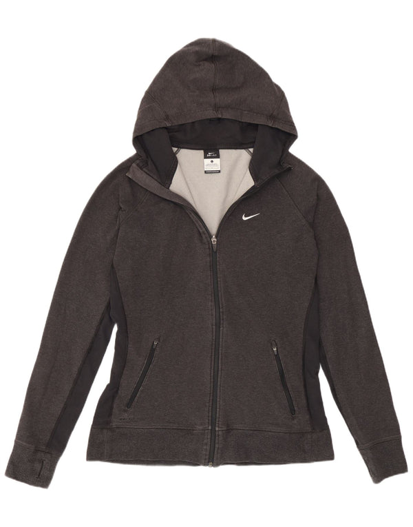 Nike - Sudadera con capucha para mujer Dri Fit con cremallera, talla grande, algodón gris