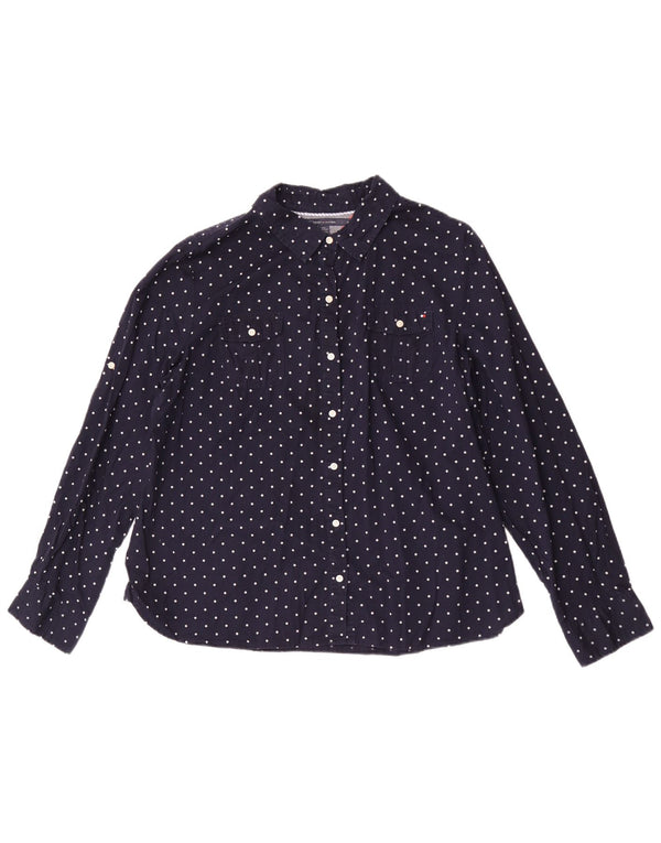 Tommy Hilfiger Camisa para mujer UK 20 2XL Algodón con lunares azul marino