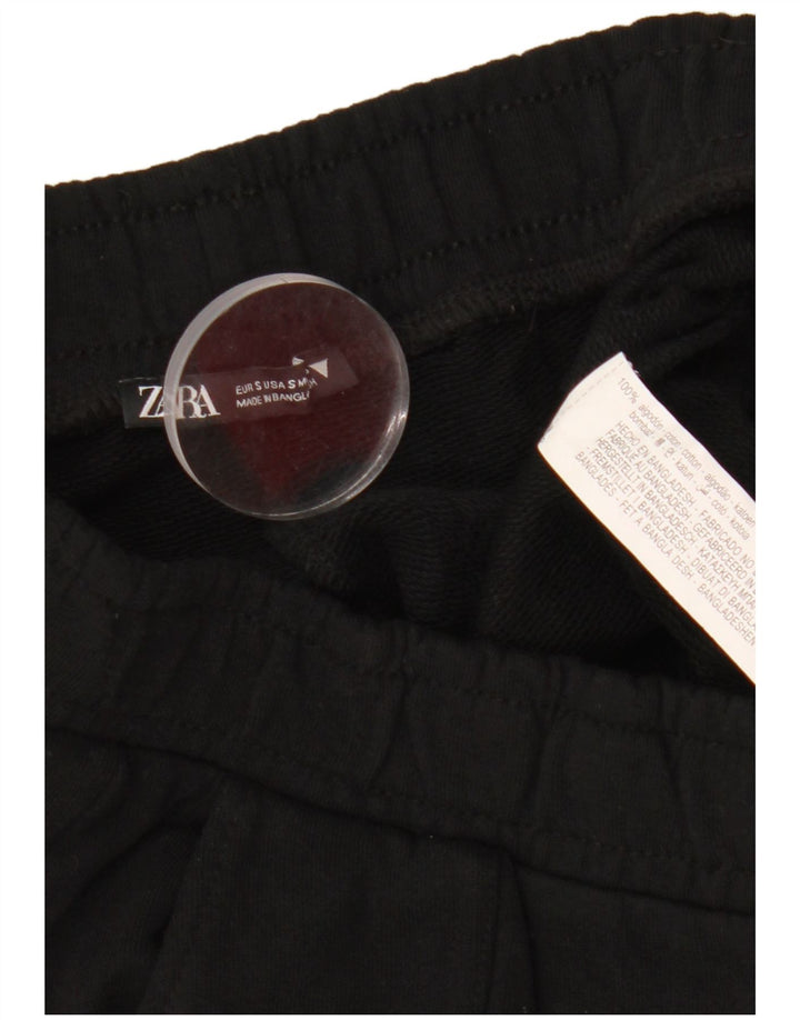Zara Mujer Pantalones De Chándal Cargo UK 10 Small Algodón Negro