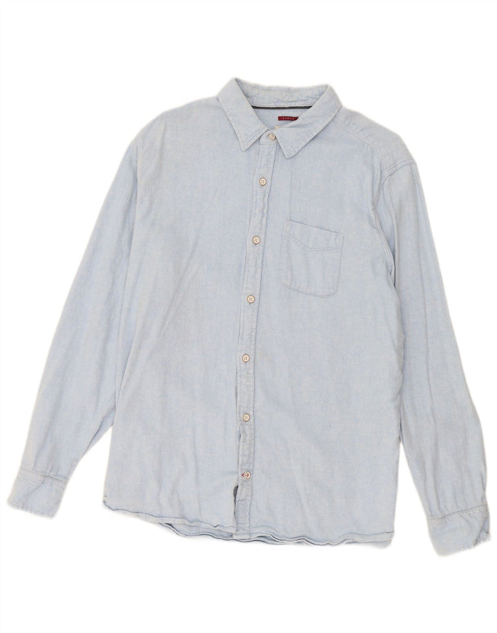 Camisa de franela para hombre de Fat Face, talla grande, de lino azul