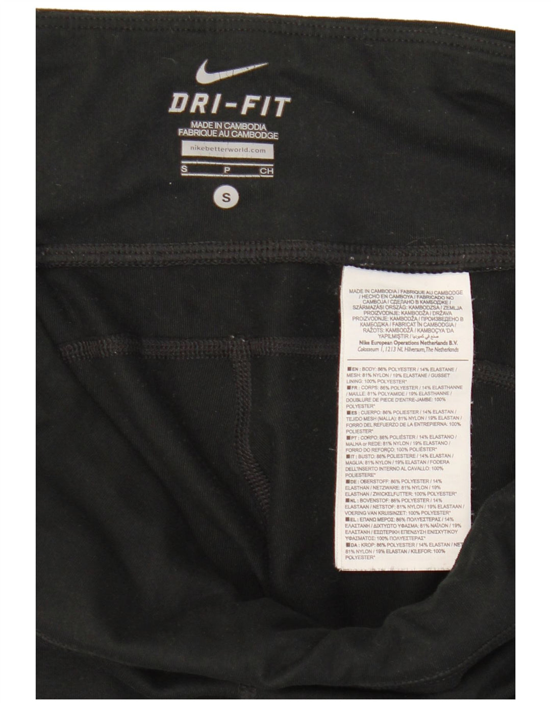 Nike - Leggings capri Dri Fit para mujer, talla 10, poliéster negro pequeño