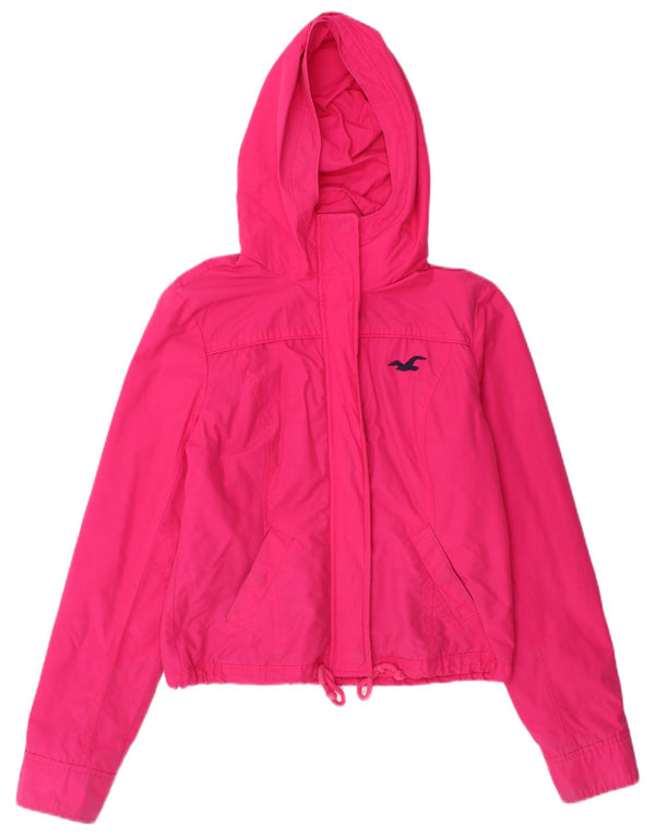 Hollister Chaqueta cortavientos con capucha corta para mujer Reino Unido 10 Small Pink Cotton