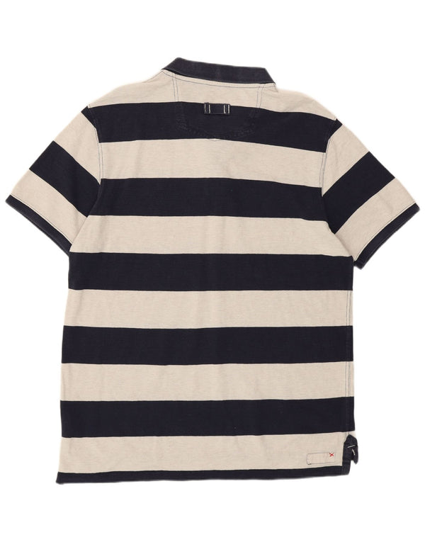 Polo para hombre Fat Face de algodón a rayas azul marino grande