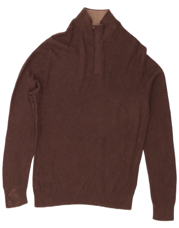 Massimo Dutti Jersey Hombre con Cremallera y Cuello XL Marrón Algodón
