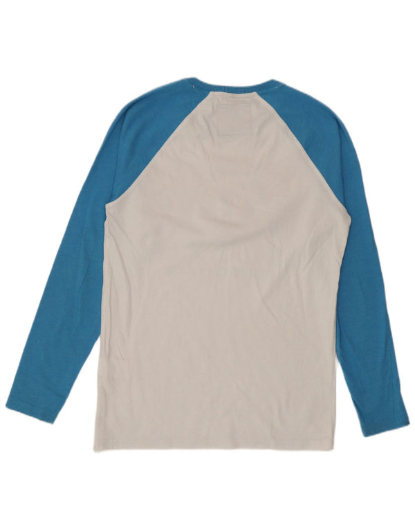 Superdry Hombre Top gráfico de manga larga de algodón color block blanco pequeño