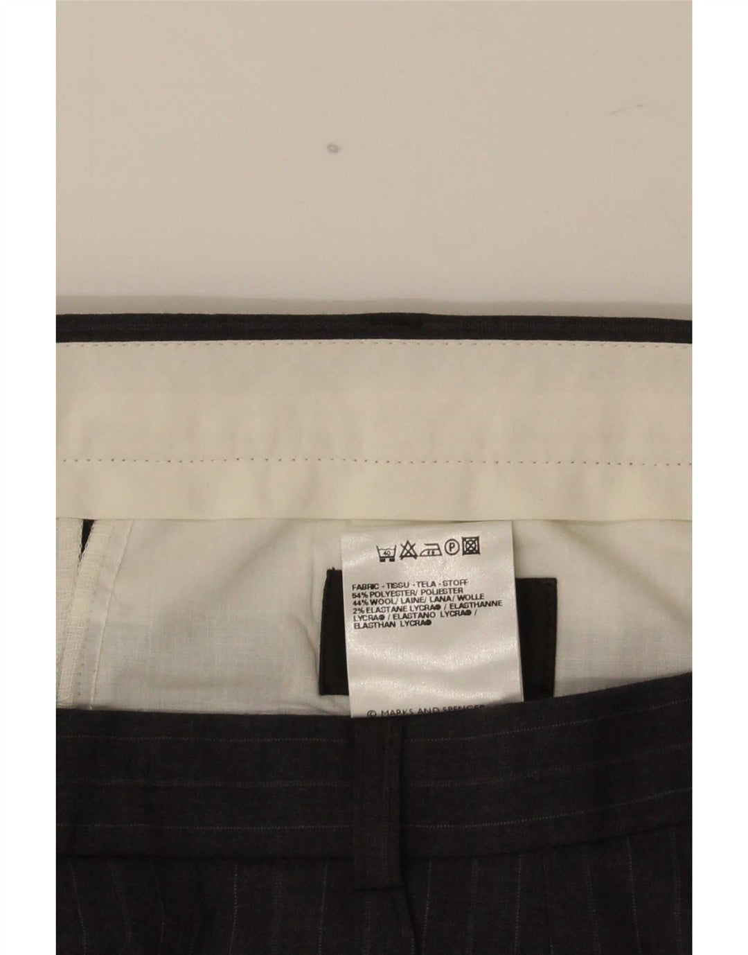 Marks & Spencer Pantalón de traje recto para hombre W38 L29 Gris a rayas