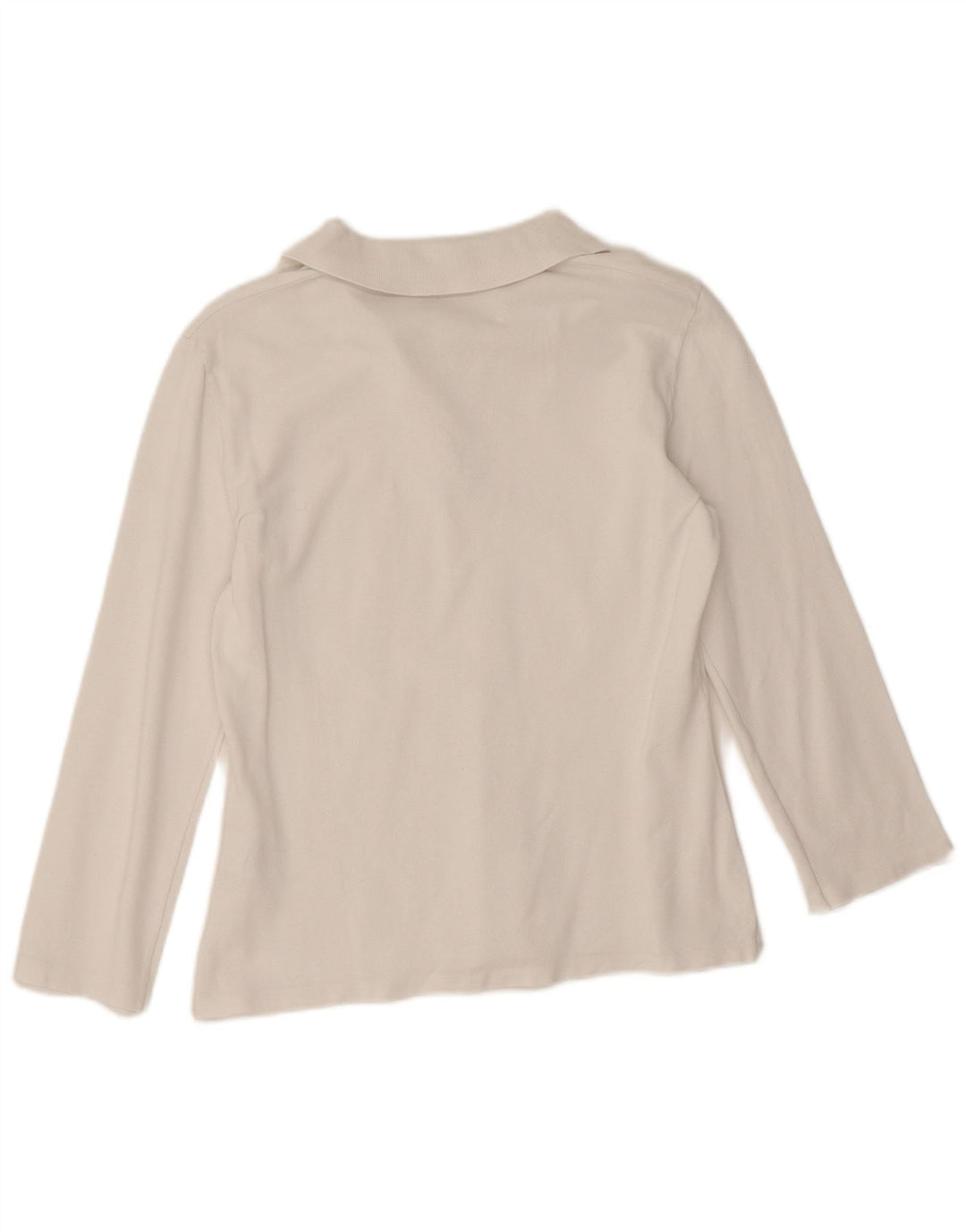 Benetton Polo De Manga Larga Para Mujer UK 42 Medium Blanco