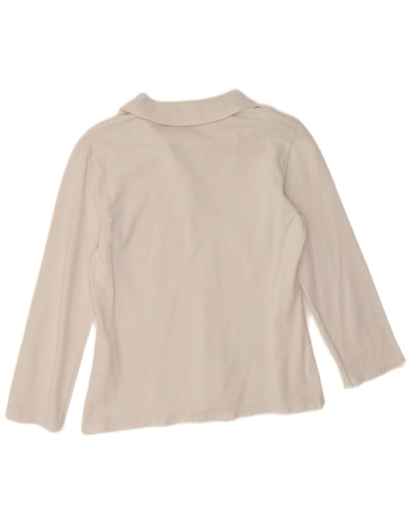 Benetton Polo De Manga Larga Para Mujer UK 42 Medium Blanco
