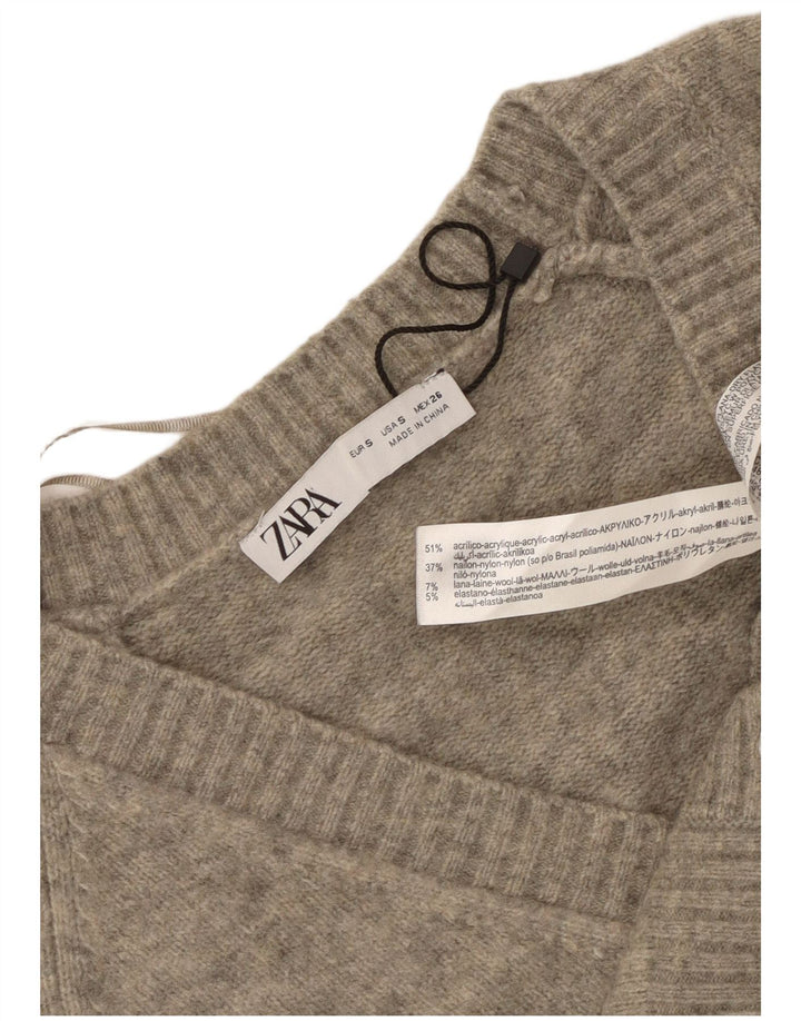 Zara Mujer Crop Suéter Cárdigan Extragrande Reino Unido 10 Pequeño Gris Moteado