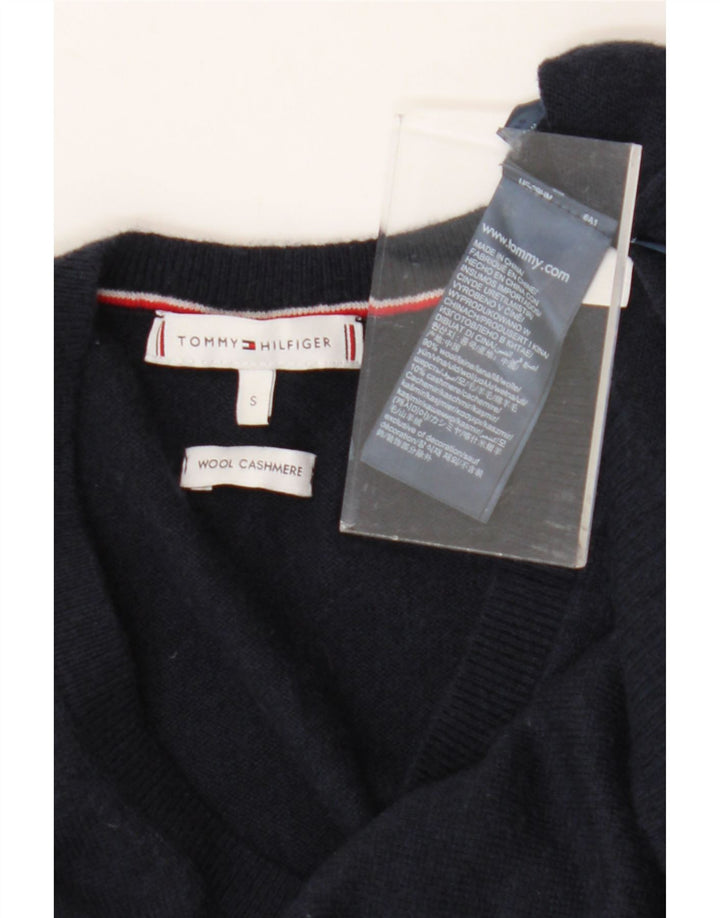 TOMMY HILFIGER Jersey con cuello en V para hombre pequeño de lana azul marino