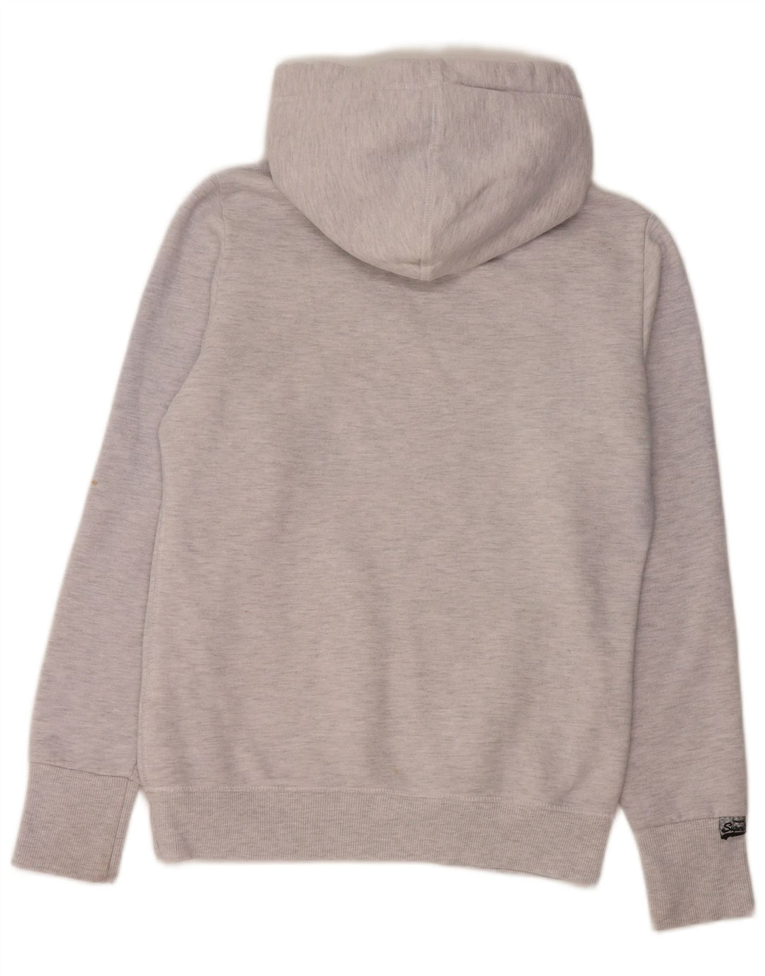 SUPERDRY Jersey con capucha gráfica para mujer UK 44 Algodón moteado gris medio