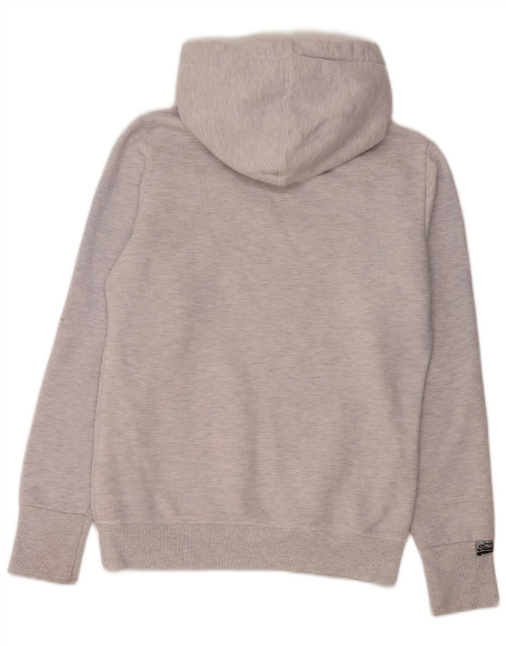 SUPERDRY Jersey con capucha gráfica para mujer UK 44 Algodón moteado gris medio