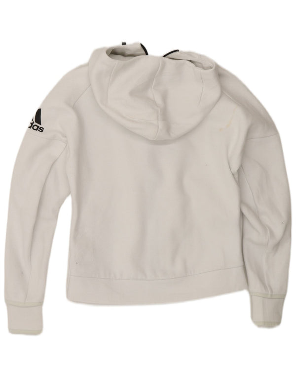 Adidas Sudadera con capucha y cremallera para mujer UK 8/10 Small White Cotton