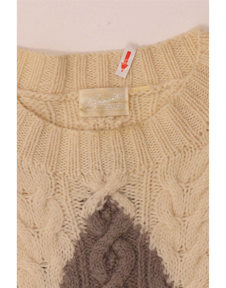 Apart Jersey De Cuello Redondo Para Hombre Jersey De Lana Argyle/Diamante Blanco Roto Mediano